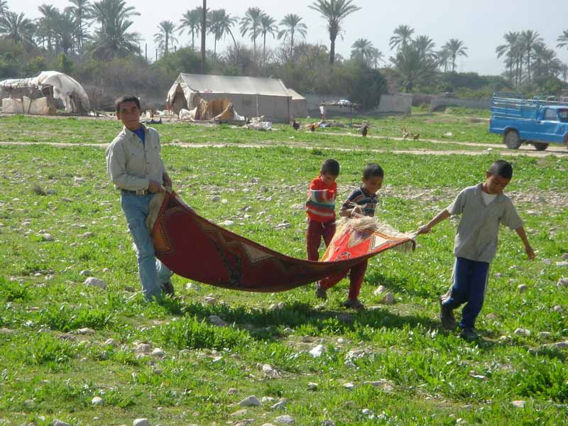 Children With Gabbeh Pictorial Rug